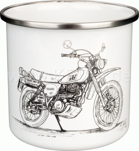 kubek emaliowany motocyklowy metalowy kubek z motocyklem yamaha sr500.gif