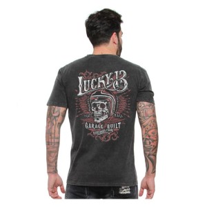 Lucky 13 Skull Built T-shirt T-shirt washed black czarna koszulka motocykliwa z czachą bobber harley  