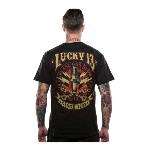 Lucky 13 Amped T-shirt black koszulka motocyklowa bobber harley custom.jpg