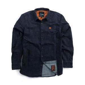 Roeg Bear premium denim shirt blue elegancka jeansowa koszula motocyklowa wyjściowa koszula z kaskiem enduro cafe racer
