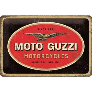 METALOWA TABLICZKA PREZENT DLA MOTOCYKLISTY DO GARAŻU 22285 Plakat 20x30 Moto Guzzi Logo Motor