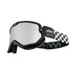 Retro gogle motocyklowe vintage enduro scrambler Black Checkers Mojave Google gogle motocyklowe  w szachownicę lustrzany wizjer