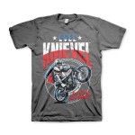Evel Knievel Wheelie T-shirt dark grey motocyklowa koszulka ze świetną grafikę t-shirt z motocyklem 