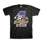 Evel Knievel No. 1 T-shirt black oldschoolowa koszulka motocyklowa na którki rękaww granatowa koszulka  custom