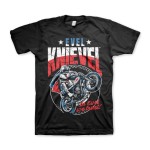 Evel Knievel Wheelie T-shirt dark black motocyklowa koszulka ze świetną grafikę t-shirt z motocyklem  