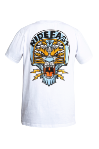 Koszulka motocyklowa ze świetną grafiką na plecach John Doe T-Shirt Lion White biały t-shirt oldscholowa grafika custom harley bobber chopper