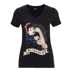 Queen Kerosin We Can Do It T-shirt black stylowa damska koszulka motocyklowa pin up girls motogirls power