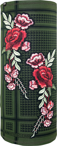 piękny komin motocyklowy w róże zielony khaki chusta motocyklowa dla kobiet.png