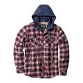 WCC Sherpa lined flannel jacket navy red ocieplana koszula flanelowa z kapturem garaż koszula do pracy do chodzenia na co dzień.jpg