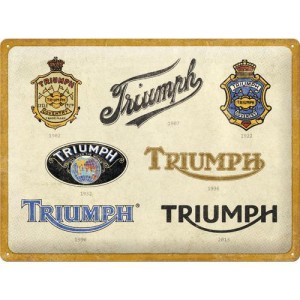TRIUMPH BLASZANA DUŻA METALOWA TABLICZKA PREZENT DLA MOTOCYKLISTY DO GARAŻ Plakat 30x40 Triumph Logo Evolutio