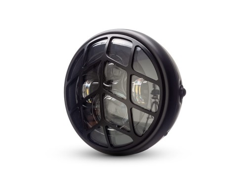 DUŻY REFLEKTOR MOTOCYKLOWY LED CAFE RACER NOWOCZESNY DESING CUSTOM 7 CALA Matte Black Multi Projector LED Headlight Tiretrack Cover.jpg