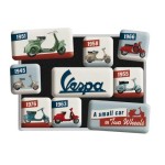 ZESTAW MAGNESÓW VESPA NA LODÓWKĘ 83110 MAGNESY VESPA MODEL CHART PREZENT SKUTER VESPA