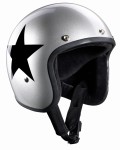 KASK OTWARTY BANDIT STAR JETT SILVER OLDSCHOOLOWY KASK Z MAŁĄ SKORUPĄ CHOPPER BOBBER HARLEY CAFE RACER CUSTOM KASK Z GWIAZDĄ