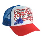 13 1/2 Keep On Choppin' trucker cap oldschoolowa czapka z daszkiem chopper harley czerwono-biało-niebieska truckerka