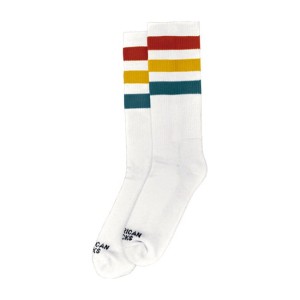 Motocyklowe skarpetki American Socks Mid High Stifler, red/yellow/blue striped retro skarpetki vintage style