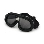 BANDIT RETRO GOGLE MOTOCYKLOWE CLASSIC GOGGLES CZARNA SKÓRZANA OPRAWA  CIEMNE SOCZEWKI