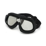 BANDIT RETRO GOGLE MOTOCYKLOWE CLASSIC GOGGLES CZARNA SKÓRZANA OPRAWA  LUSTRZANE/CHROMOWANESOCZEWKI 