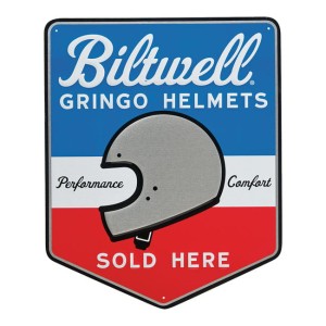 Biltwell Gringo shop sign red/white metalowa retro duża tabliczka do garażu
