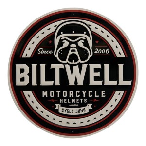 Biltwell Bulldog shop sign black/grey/garnet oldschoolowa duża tabliczka motocyklowa do garażu prezent