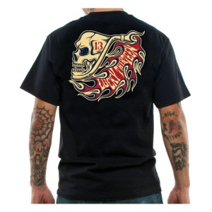 lucky 13 The Pipe Skull t-shirt czarna koszulka motocyklowa z fajną grafiką czachy
