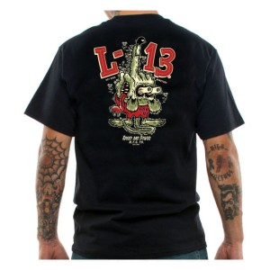 lucky 13 The Fink U t-shirt czarna koszulka motocyklowa z fajną grafiką 