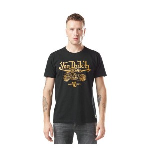 Koszulka motocyklowa z cafe racerem Von Dutch Acid wash t-shirt black/yellow cafe racer style