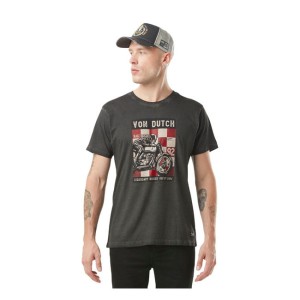 Koszulka motocyklowa z cafe racerem VVon Dutch Poster t-shirt dark grey cafe racer style 