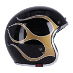 13 1/2 Skull bucket helmet flames gold otwarty kask motocyklowy z płomieniami na choppera harleya klasyczny kask mototcyklowy otwarty z homologacją cafe racer  bobber choper harley style 