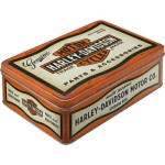 Metalowa puszka Harley Davidson pudełko ozdobne na dokumenty ciastka części prezent dla motocyklisty  Puszka Płaska Harley-Davidson