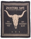 Koc Pike Brothers1969 Longhorn blanket black wełniany koc motocyklowy ze skórzanymi mocowaniem chopper harley klasyczne motocykle beżowo-szary