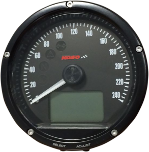 Uniwersalny licznik Koso TNT-01 S D75 DO 0-240 KM/H CZARNA OBUDOWA