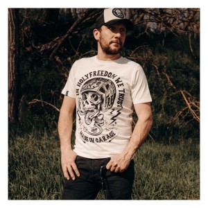 Holy Freedom Durer t-shirt off-white stylowy t-shirt w klimacie motocyklowym koszulka z fajna grafiką 