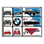 ZESTAW MAGNESÓW NA LODÓWKĘ BMW VINTAGE CARS MAGNESY 9 SZTUK
