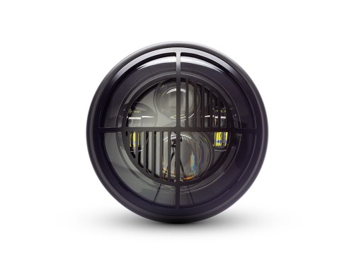 LEDOWY DUŻY REFLEKTOR CZARNY MAT 7,7 CALA CAFE RACER HARLEY SCRAMBLER BMW WZÓR GRIL.jpg