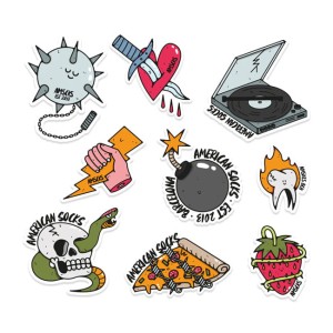 Zestaw oldschoolowych naklejek American Socks Wrecked Sticker pack