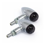 Kierunkowskazy Micro-Bullet LED chromowane gładkie + przyciemniana soczewka Turn Signals