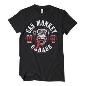 Gas Monkey GarageGMG Garage Round seal t-shirt black czarna koszulka z fajnym motywem 
