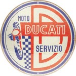 Metalowa ozdobna tabliczka do garażu DUCATI plakat okrągły 35cm Ducati Moto