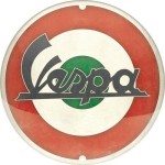Metalowa ozdobna tabliczka do garażu VESPA plakat okrągły 35cm Vespa Logo