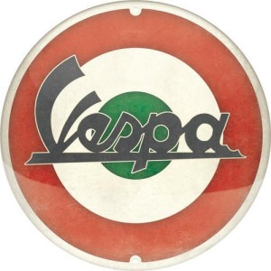 Metalowa ozdobna tabliczka do garażu VESPA plakat okrągły 35cm Vespa Logo