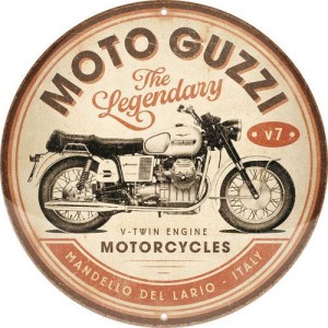 Metalowa ozdobna tabliczka do garażu MOTO GUZZI plakat okrągły 35cm Moto Guzzi The