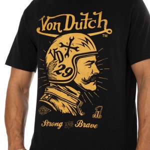 Von Dutch Mustache t-shirt czarna koszulka z fajna grafika motocyklowa cae racer