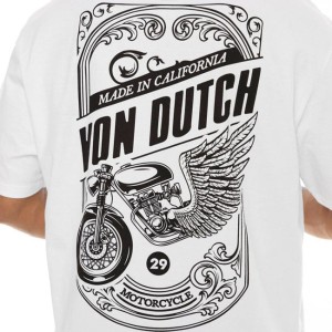 Von Dutch Frame t-shirt white biała koszulka z fajna grafika motocyklowa cafe racer   
