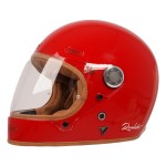 Czerwony integralny kask motocykowy By City Roadster III helmet red stylowy klasyczny kask cafe raceer retro kask vintage  