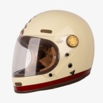 Kremowy kask motocykowy By City Roadster III helmet white/red stylowy klasyczny kask cafe raceer retro kask vintage   