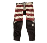 Spodnie off-road Holy Freedom Trouser mud black scramblerowe spodnie w brązowo-kremowe paski retro vintage style technical off-road trousers