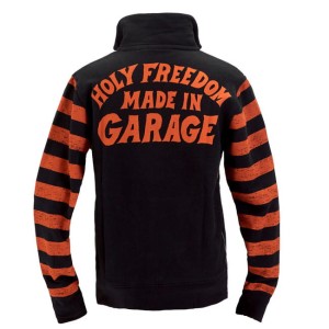 Holy Freedom Garage zip sweatshirt orange/black zapinana na zamek gruba bluza w retro stylu rękawy w paski
