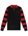 13 1/2 Outlaw half-zip sweater black/red stylowy sweter ze stójką jak za dawnych czasów na wyścigach  czarny w czerwone pasy
