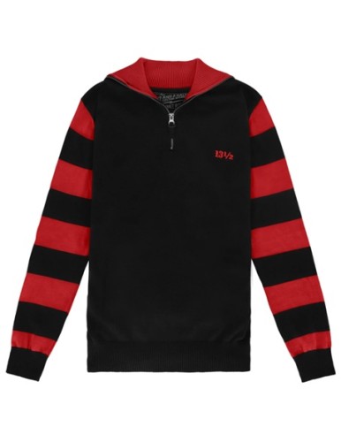 13 1 2 Outlaw half zip sweater black red4.jpg