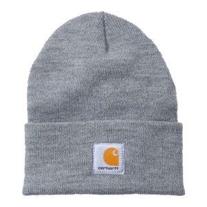 Jasno szara czapka zimowa Carhartt Watch hat beanie heather grey wywijana zimowa czapka z logo  
